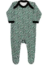 Emerald Green Animal Print Baby Sleepsuit Leopard Outfit