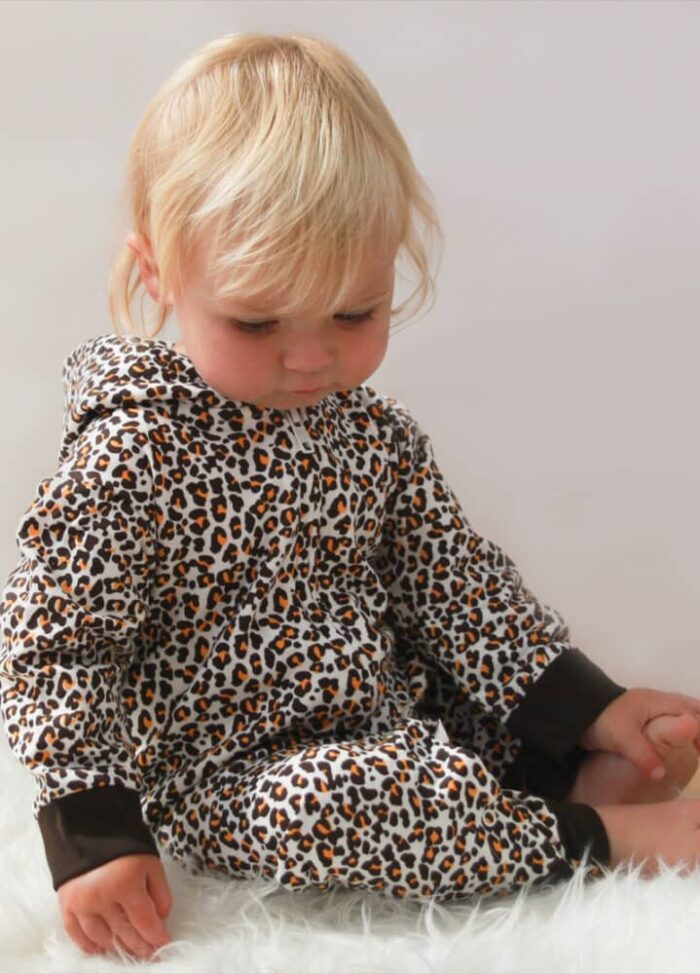 Leopard Print All In One Baby Onesie Toddler Outfit Hooded