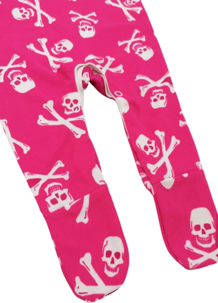 Pink Skull & Crossbones Baby Sleepsuit Alternative Girls Outfit Legs